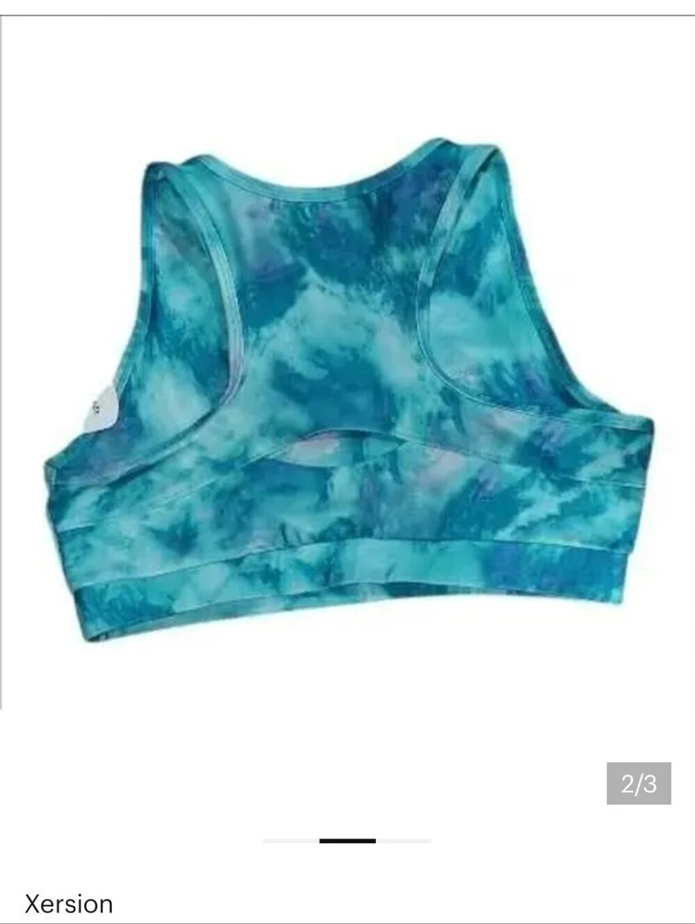 NWT Sz 18.5 PLUS  Xersion Kids Tie-Dye Sports Bra - Blue and Green